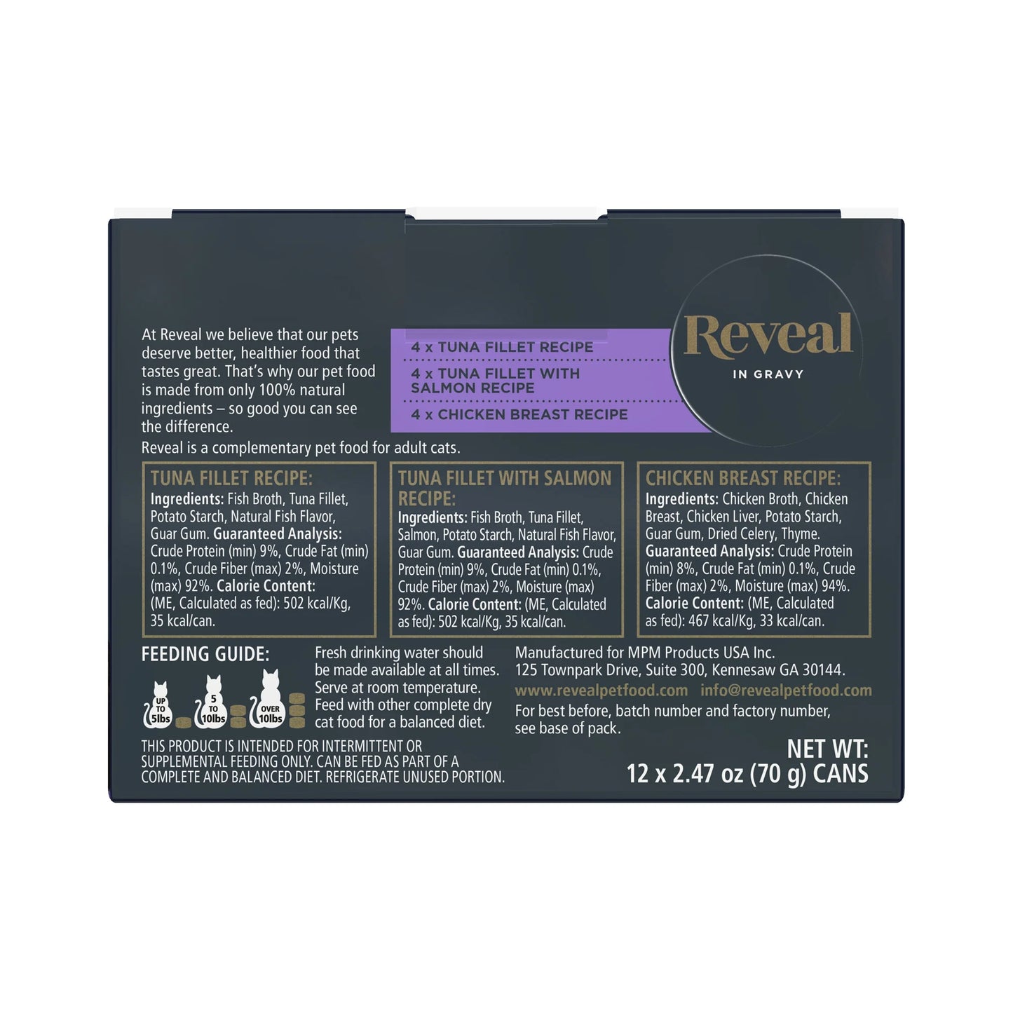 Reveal Natural Wet Cat Food, Fish & Chicken in Gravy Variety Pack, 12 X 2.47 Oz Cans