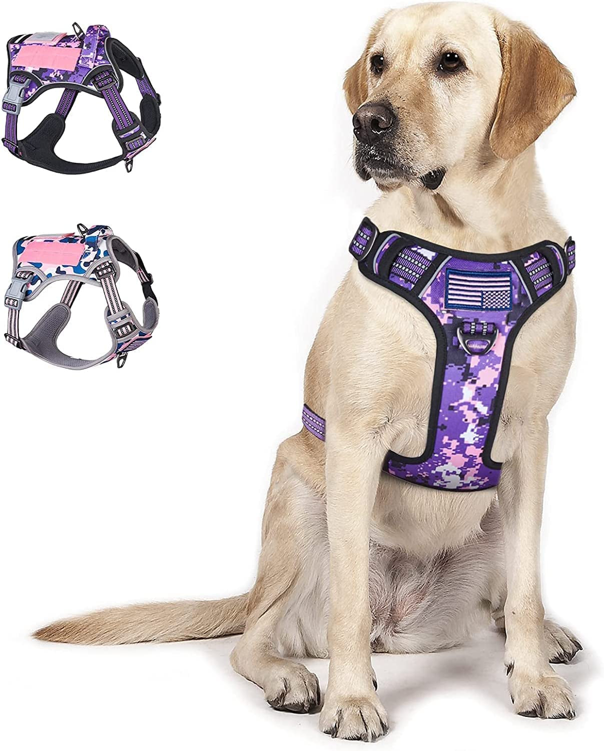 Tactical Dog Harness for Large Medium Small Dogs No Pull, Famous TIK Tok No Pull Dog Harness, Fit Smart Reflective Pet Walking Harness for Training, Adjustable Dog Vest Harness with Handle